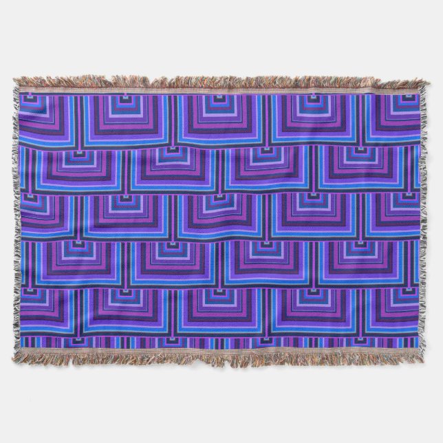 Blue and purple square scales throw blanket (Front)