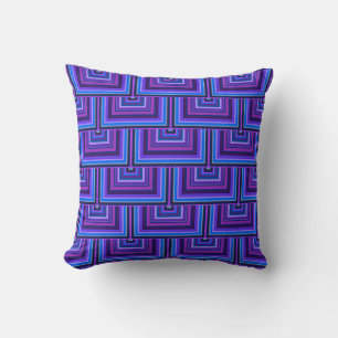Blue and purple square scales throw pillow