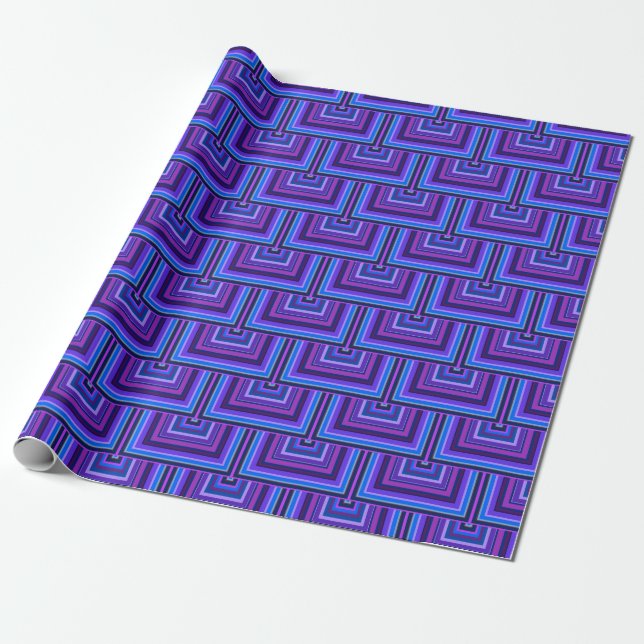 Blue and purple square scales wrapping paper (Unrolled)