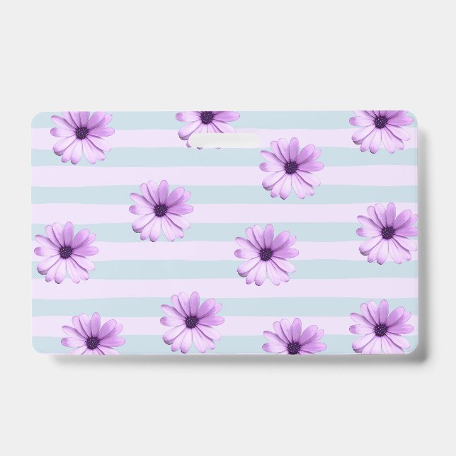 blue and purple striped daisy pattern badge (Front)