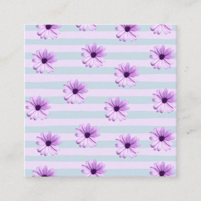 blue and purple striped daisy pattern calling card (Front)