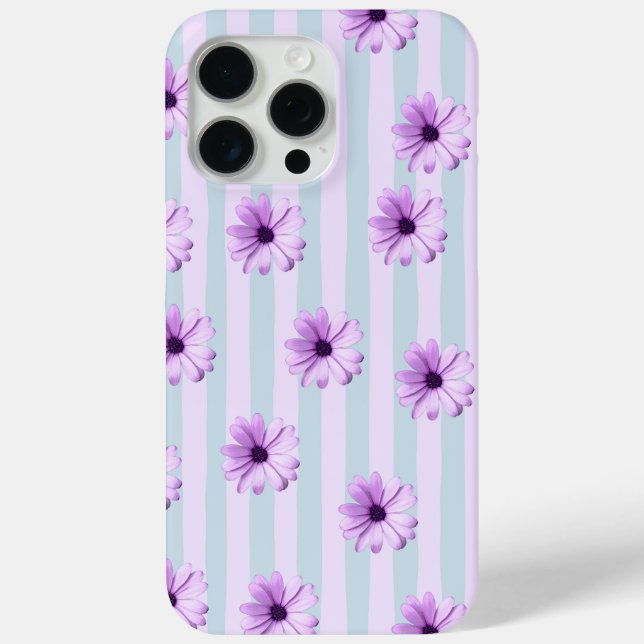 blue and purple striped daisy pattern Case-Mate iPhone case (Back)