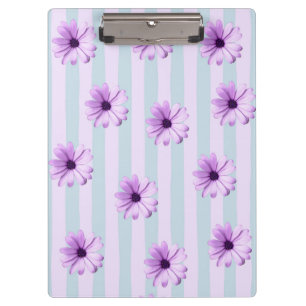 blue and purple striped daisy pattern clipboard