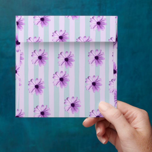 blue and purple striped daisy pattern envelope (Hand)