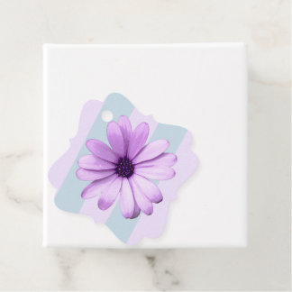 blue and purple striped daisy pattern favour tags