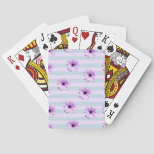 blue and purple striped daisy pattern playing cards