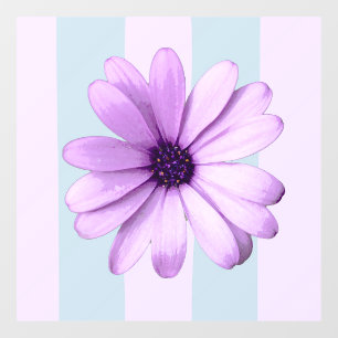 blue and purple striped daisy pattern window cling