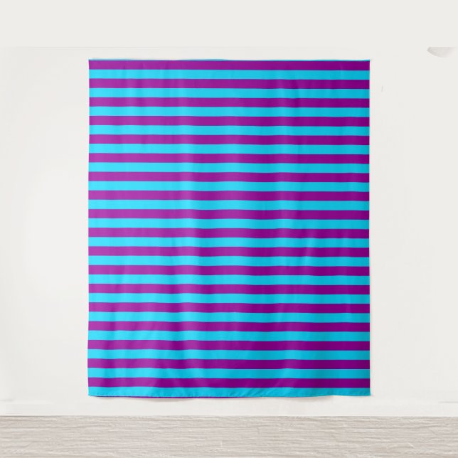 Blue and Purple Stripes Design Tapestry (Front)