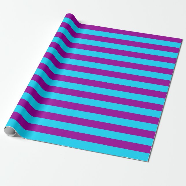 Blue and Purple Stripes Design Wrapping Paper (Unrolled)