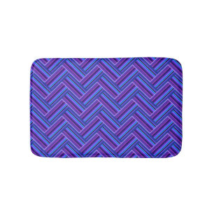 Blue and purple stripes double weave bath mat