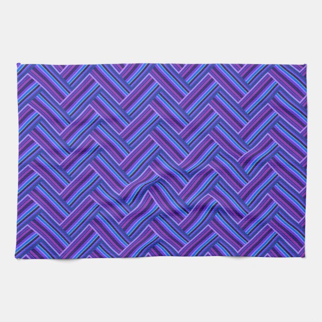 Blue and purple stripes double weave kitchen towel (Horizontal)