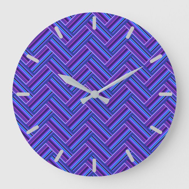 Blue and purple stripes double weave large clock (Front)
