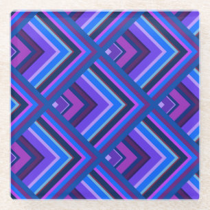 Blue and purple stripes scale pattern glass coaster