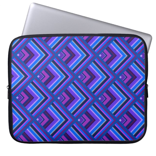 Blue and purple stripes scale pattern laptop sleeve (Front)