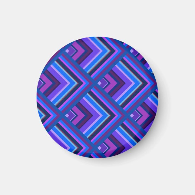 Blue and purple stripes scale pattern magnet (Front)