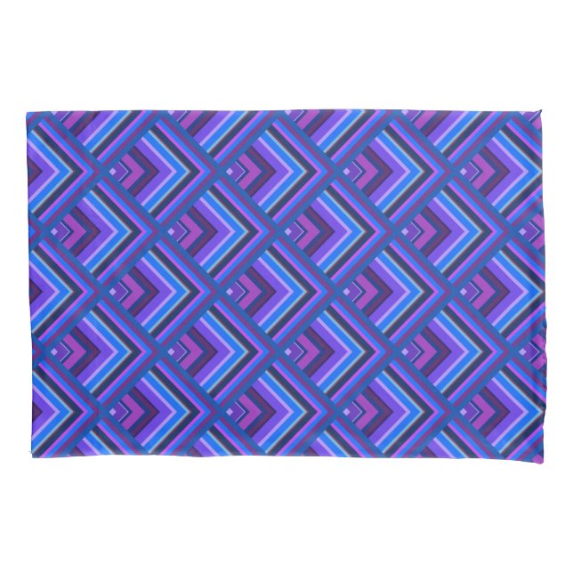 Blue and purple stripes scale pattern pillowcase (Front)
