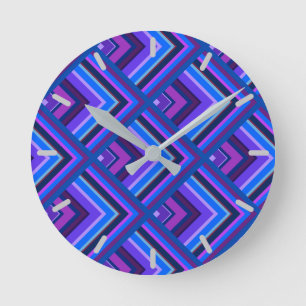 Blue and purple stripes scale pattern round clock