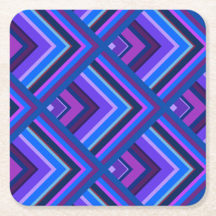Blue and purple stripes scale pattern square paper coaster
