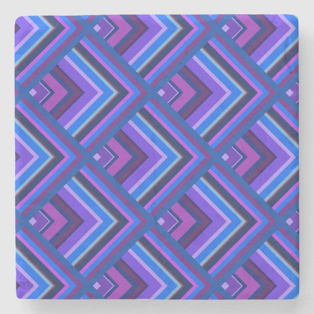 Blue and purple stripes scale pattern stone coaster (Front)