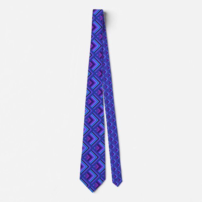 Blue and purple stripes scale pattern tie (Front)