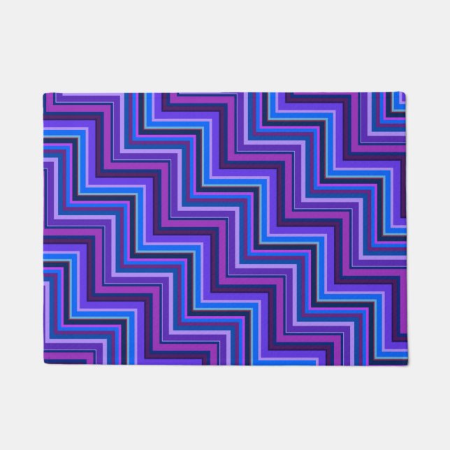 Blue and purple stripes stairs doormat (Front)