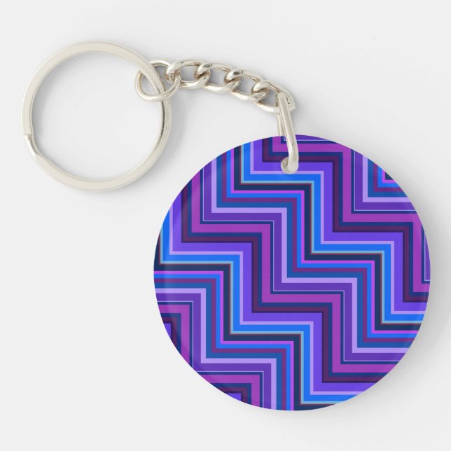 Blue and purple stripes stairs keychain (Front)