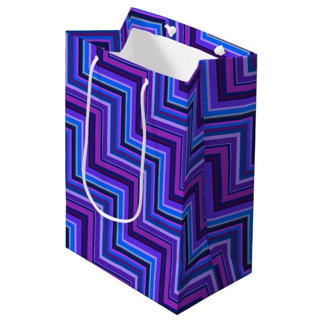 Blue and purple stripes stairs medium gift bag (Front Angled)