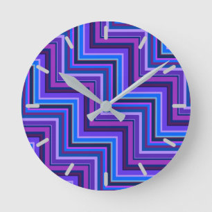 Blue and purple stripes stairs round clock