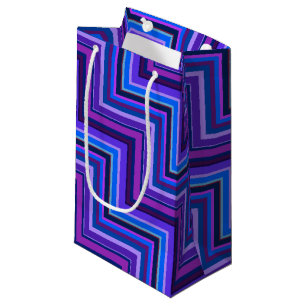 Blue and purple stripes stairs small gift bag