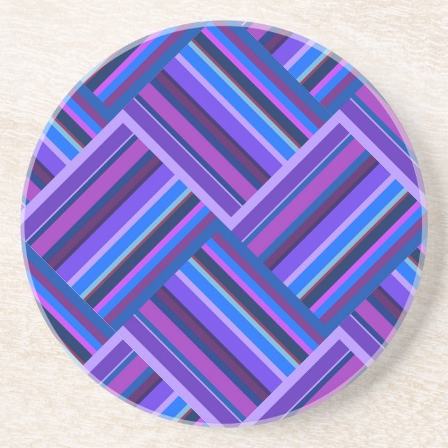 Blue and purple stripes weave coaster (Front)