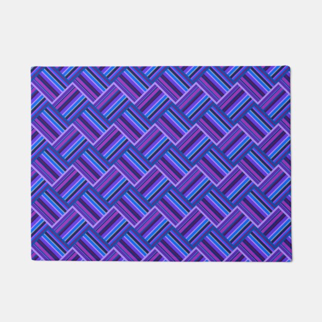 Blue and purple stripes weave doormat (Front)