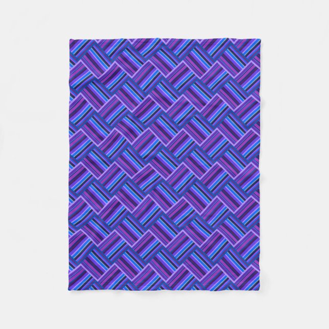 Blue and purple stripes weave fleece blanket (Front)