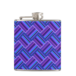 Blue and purple stripes weave hip flask
