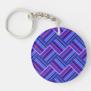 Blue and purple stripes weave keychain