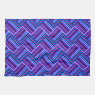 Blue and purple stripes weave kitchen towel