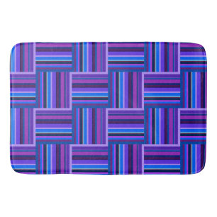 Blue and purple stripes weave pattern bath mat