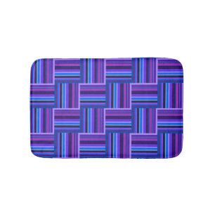 Blue and purple stripes weave pattern bath mat