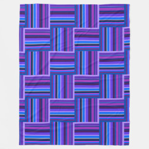 Blue and purple stripes weave pattern fleece blanket