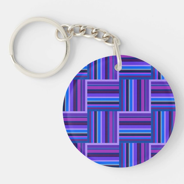 Blue and purple stripes weave pattern keychain (Front)