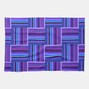 Blue and purple stripes weave pattern kitchen towel