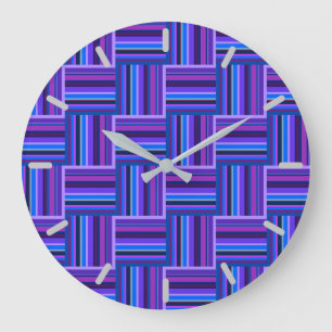 Blue and purple stripes weave pattern large clock