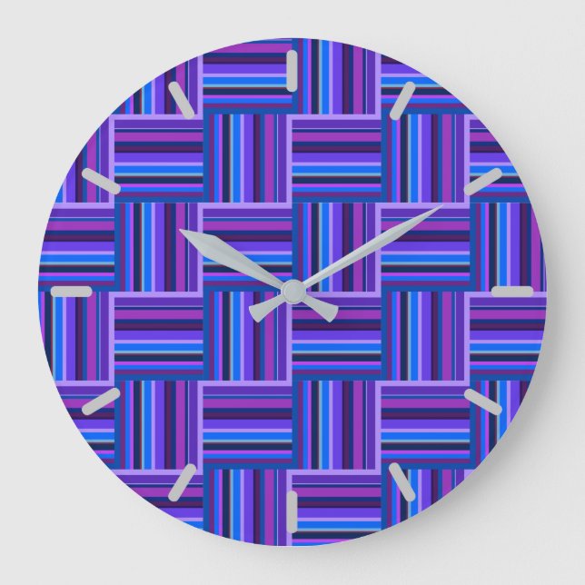Blue and purple stripes weave pattern large clock (Front)