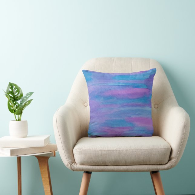 Blue and Purple Twilight Abstract Throw Pillow (Chair)