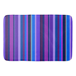 Blue and purple vertical stripes bath mat