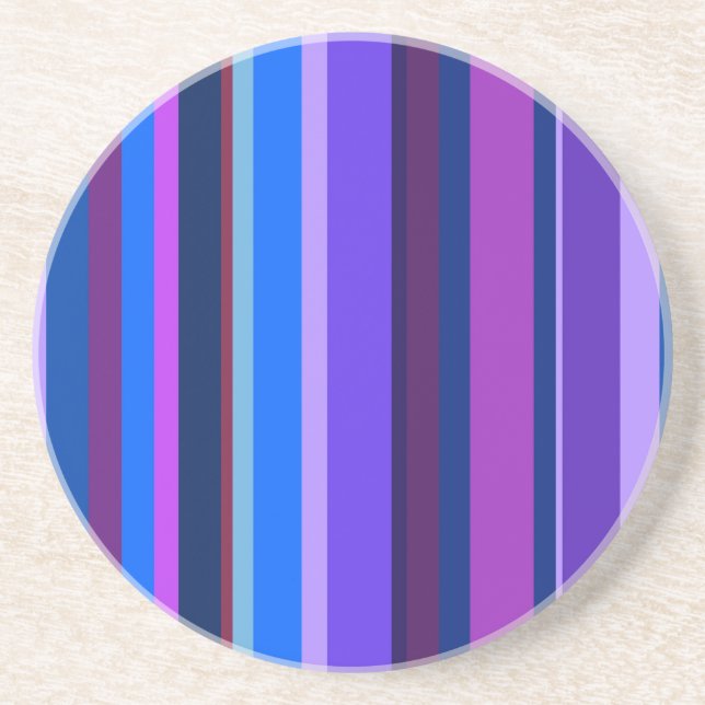 Blue and purple vertical stripes coaster (Front)