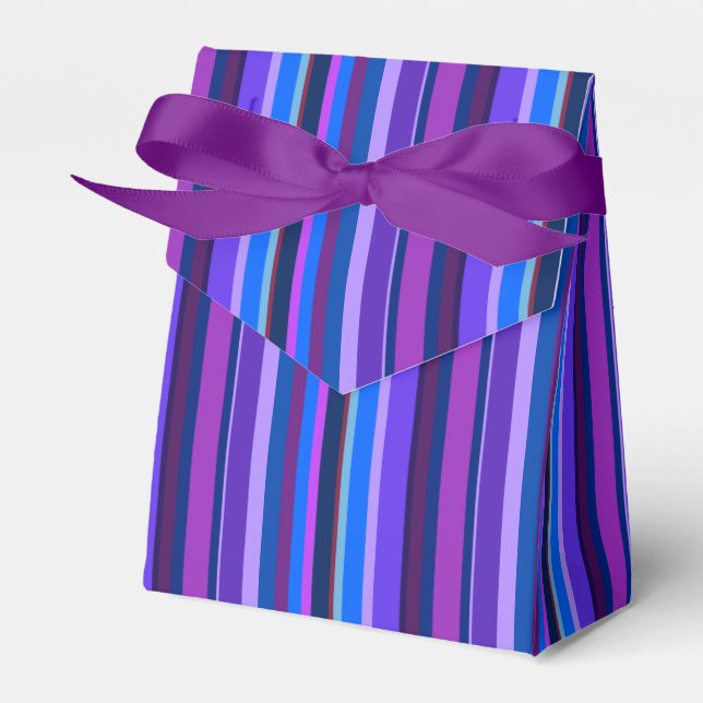 Blue and purple vertical stripes favor box (Front Side)