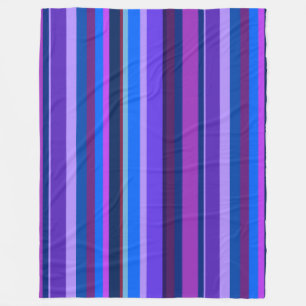 Blue and purple vertical stripes fleece blanket