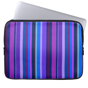 Blue and purple vertical stripes laptop sleeve