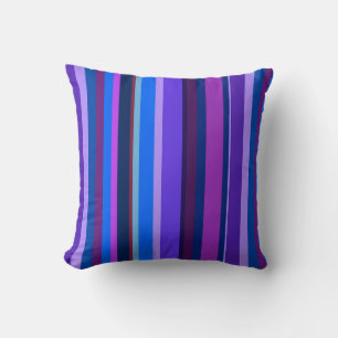 Blue and purple vertical stripes throw pillow