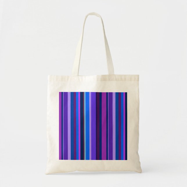 Blue and purple vertical stripes tote bag (Front)
